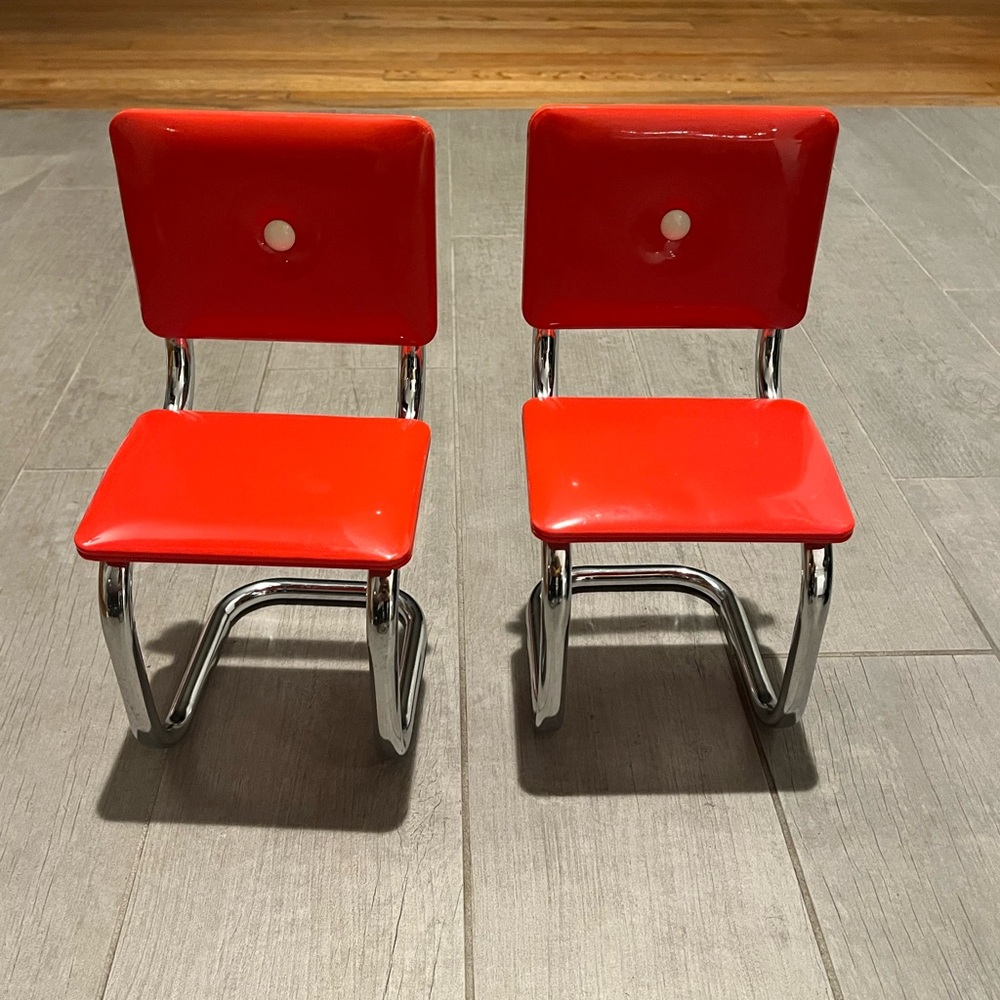 Two American girl red chairs & spa. Created for Molly in 2000 & retired in 2013. - Picture 2 of 10